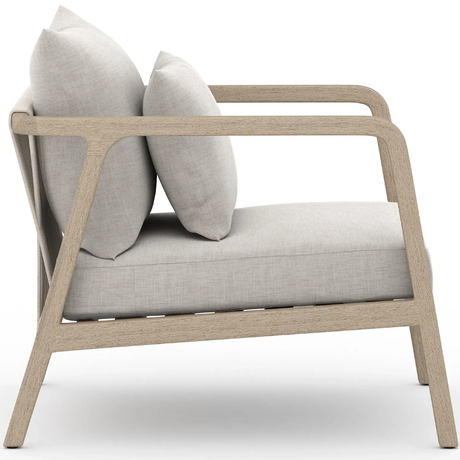 Naomi Outdoor Lounge Arm Chair - Light Grey, Teak