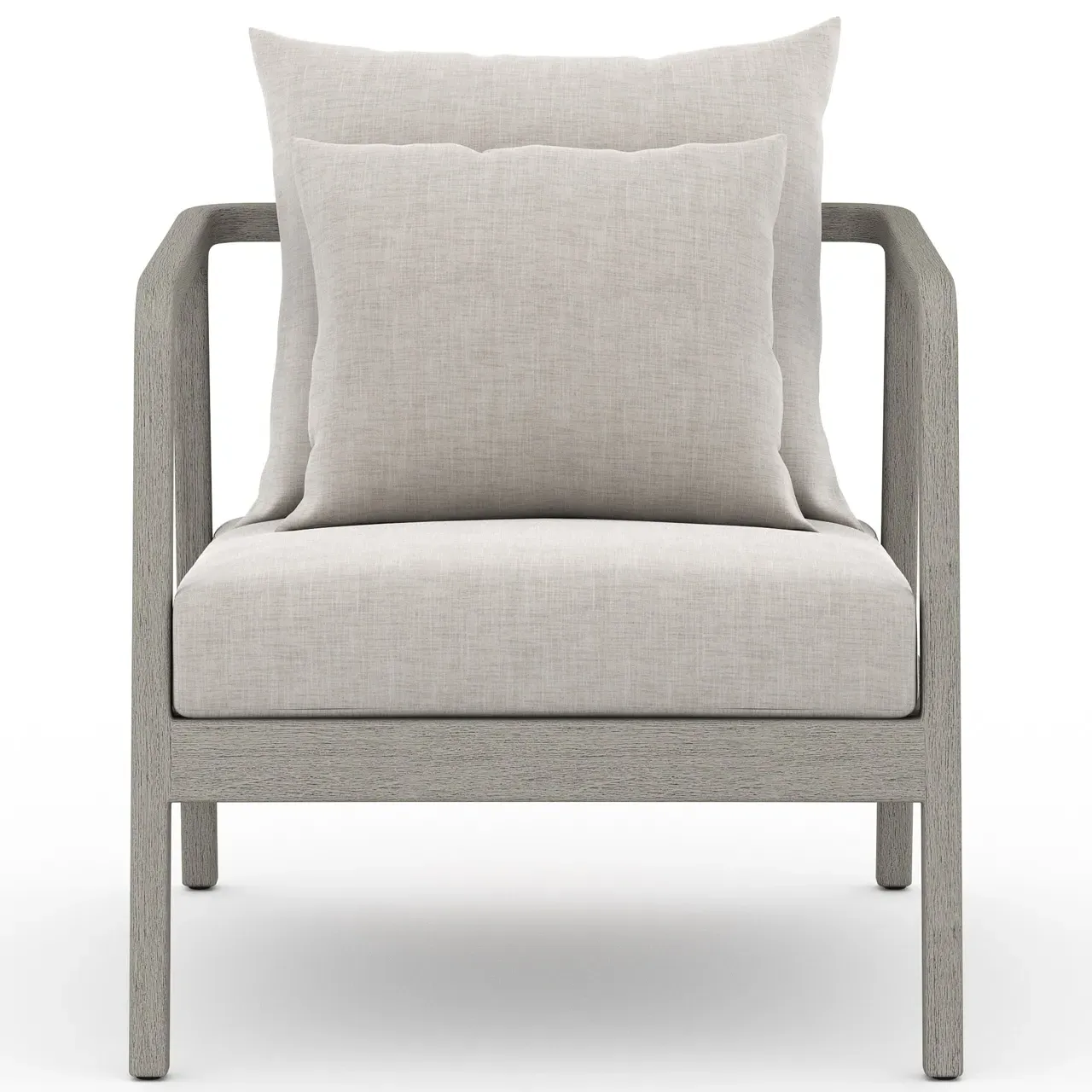Naomi Outdoor Lounge Arm Chair - Light Grey, Teak