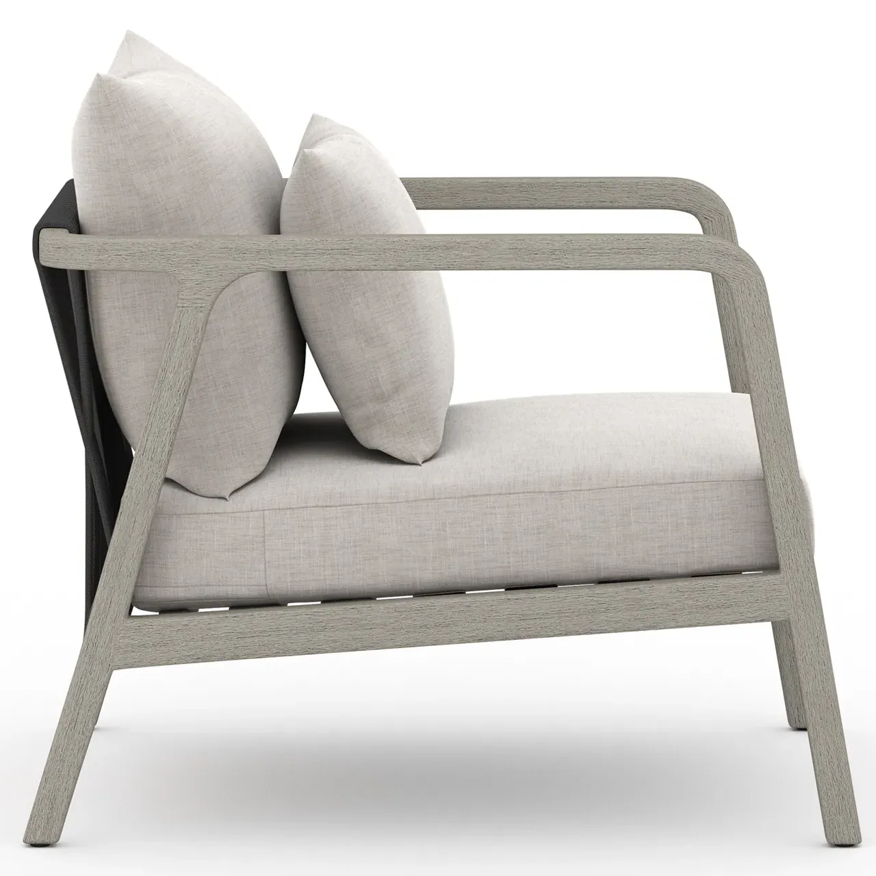 Naomi Outdoor Lounge Arm Chair - Light Grey, Teak
