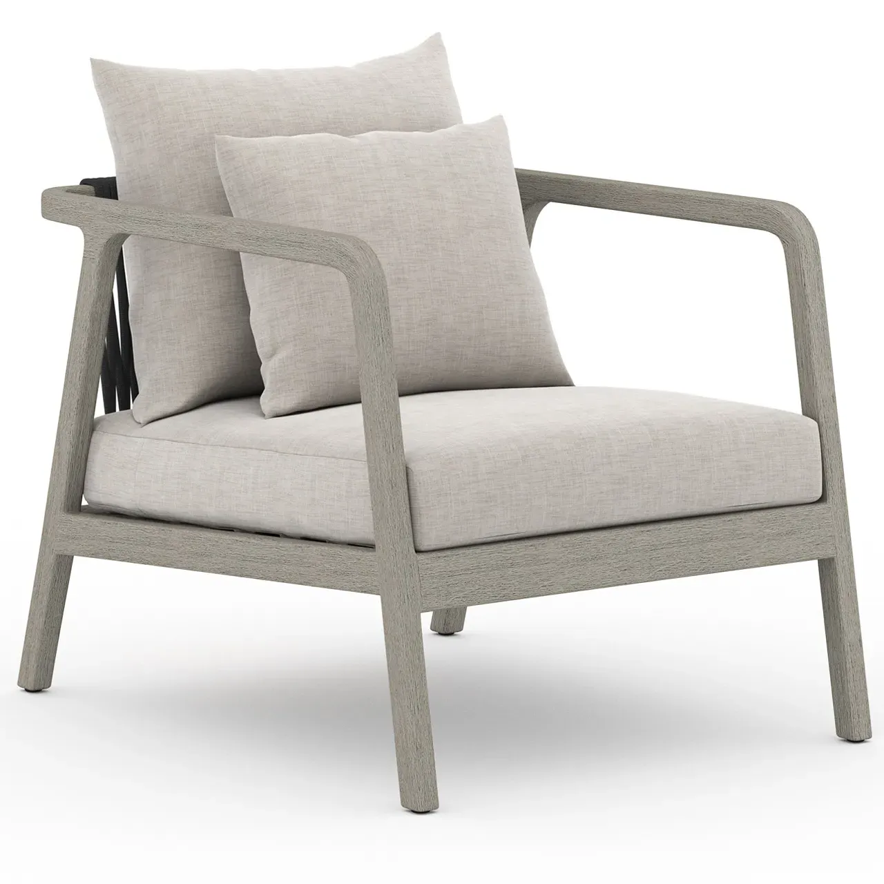 Naomi Outdoor Lounge Arm Chair - Light Grey, Teak