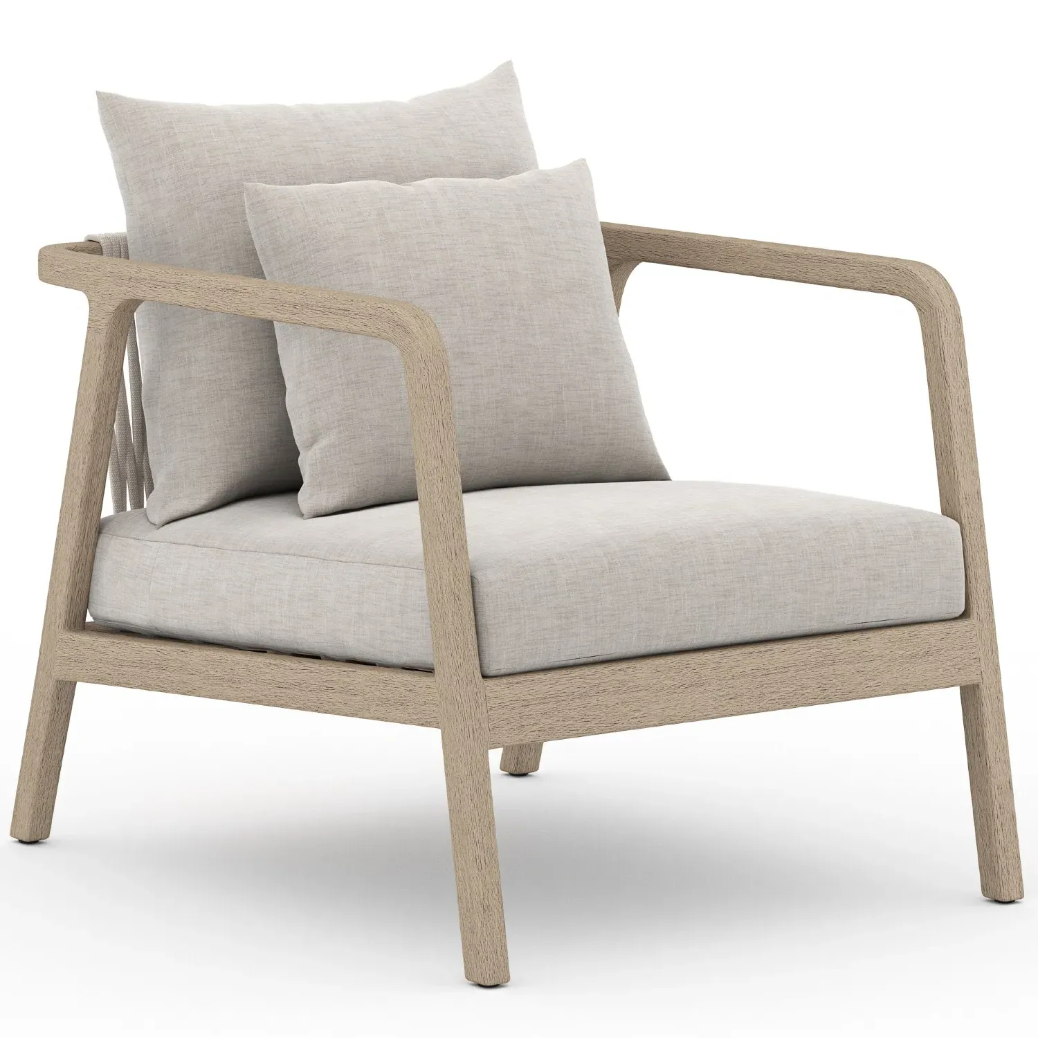 Naomi Outdoor Lounge Arm Chair - Light Grey, Teak image