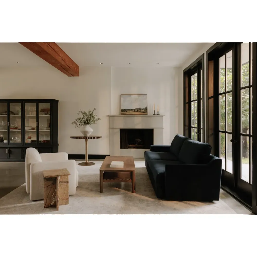 Naomi Round Scalloped Side Table - Brown, Oak