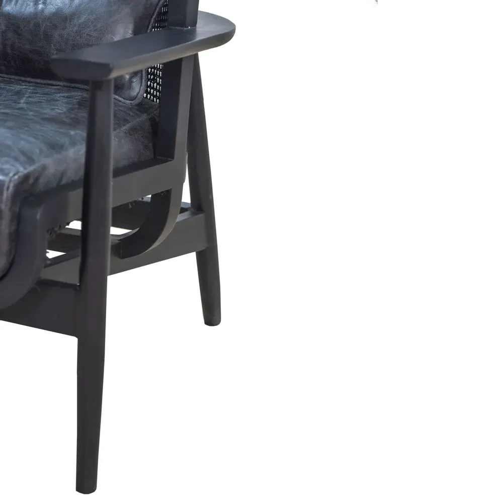 Naomi Wing Chair with Cushion - Black, Mango Wood