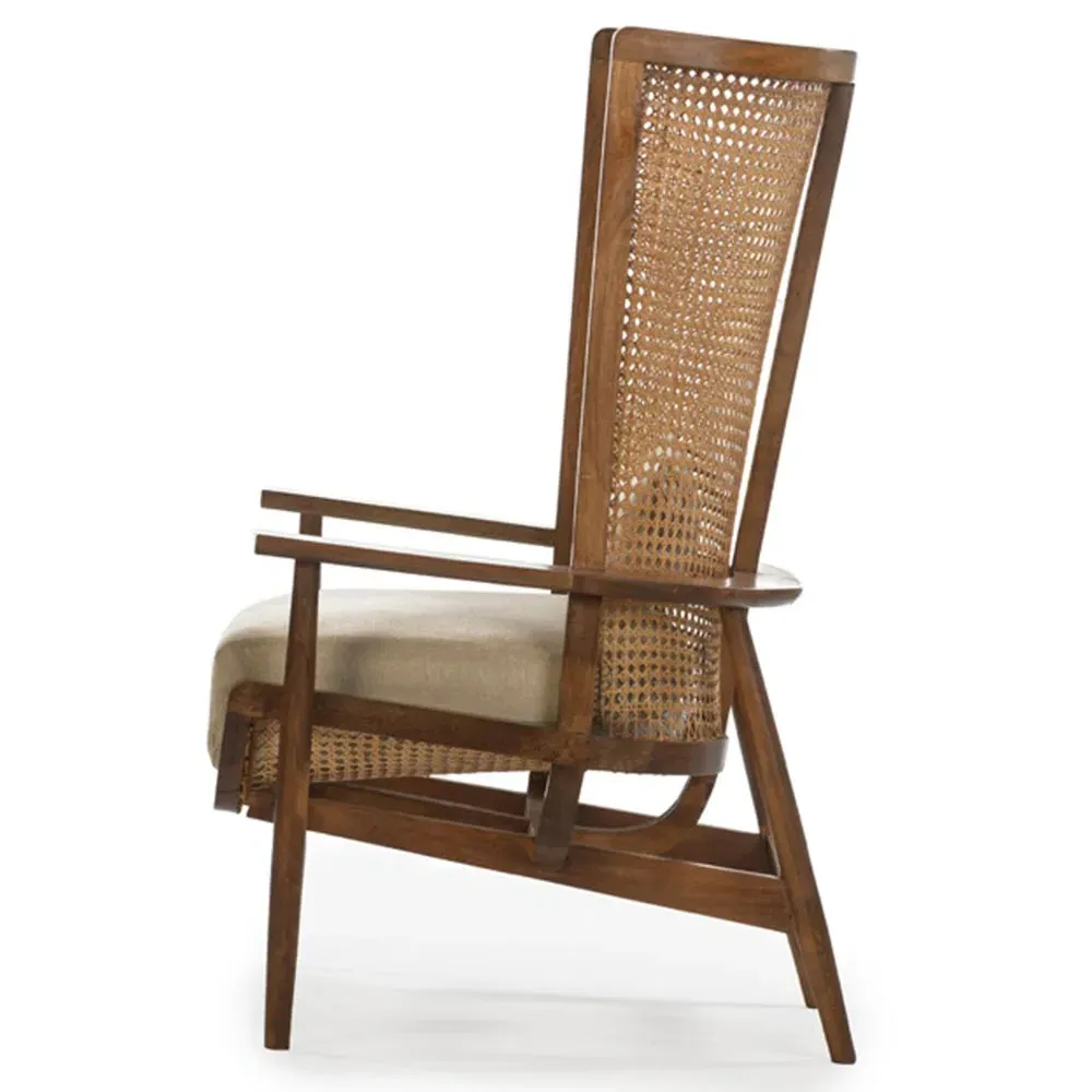 Naomi Wing Chair with Cushion - White, Mango Wood