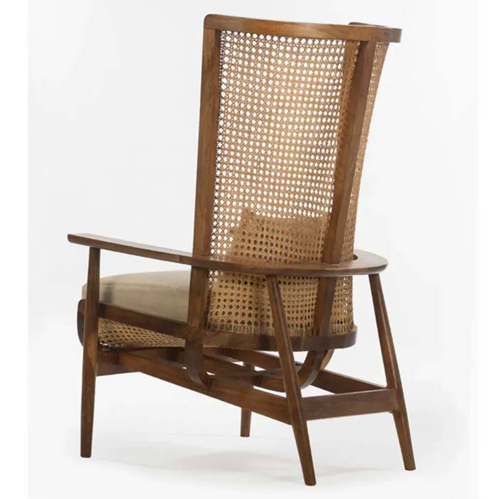 Naomi Wing Chair with Cushion - White, Mango Wood