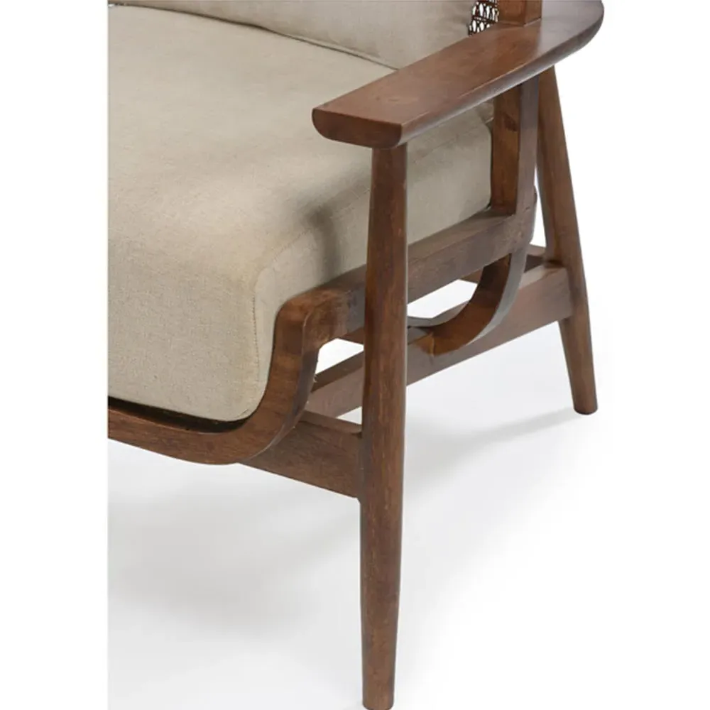 Naomi Wing Chair with Cushion - White, Mango Wood