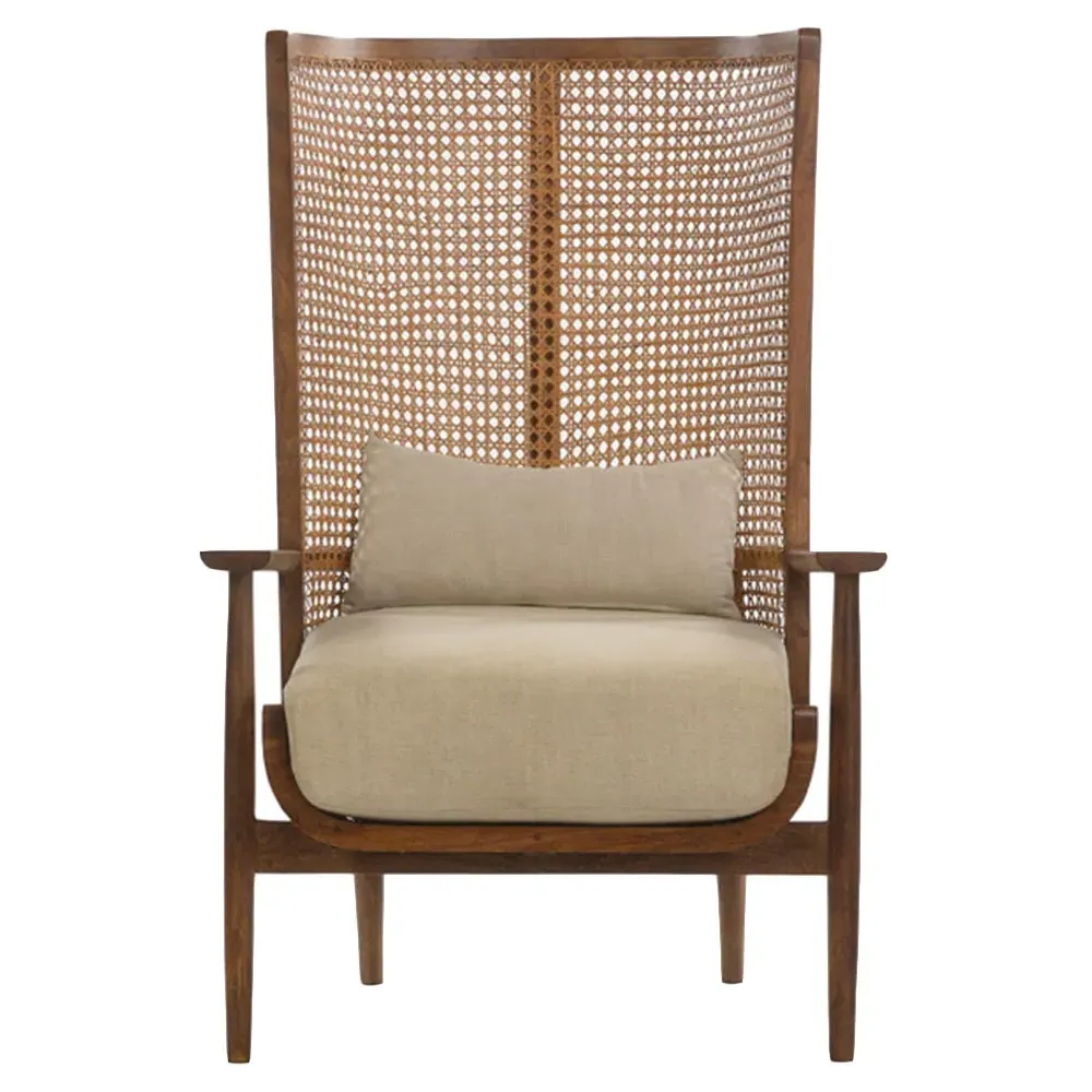 Naomi Wing Chair with Cushion - White, Mango Wood image