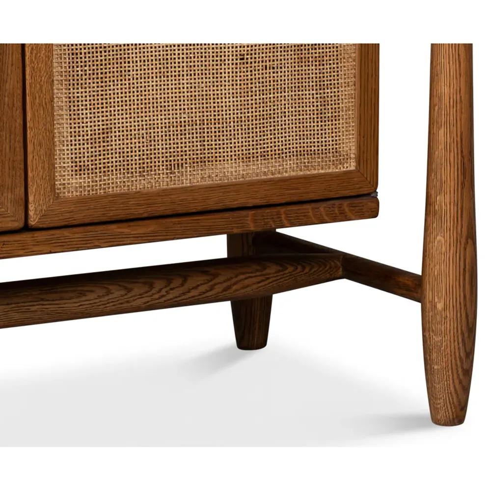 Nara Reclaimed Oak Wood Rattan Sideboard - Brown