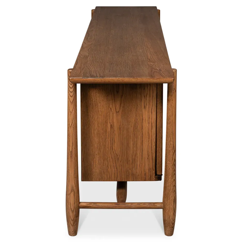 Nara Reclaimed Oak Wood Rattan Sideboard - Brown