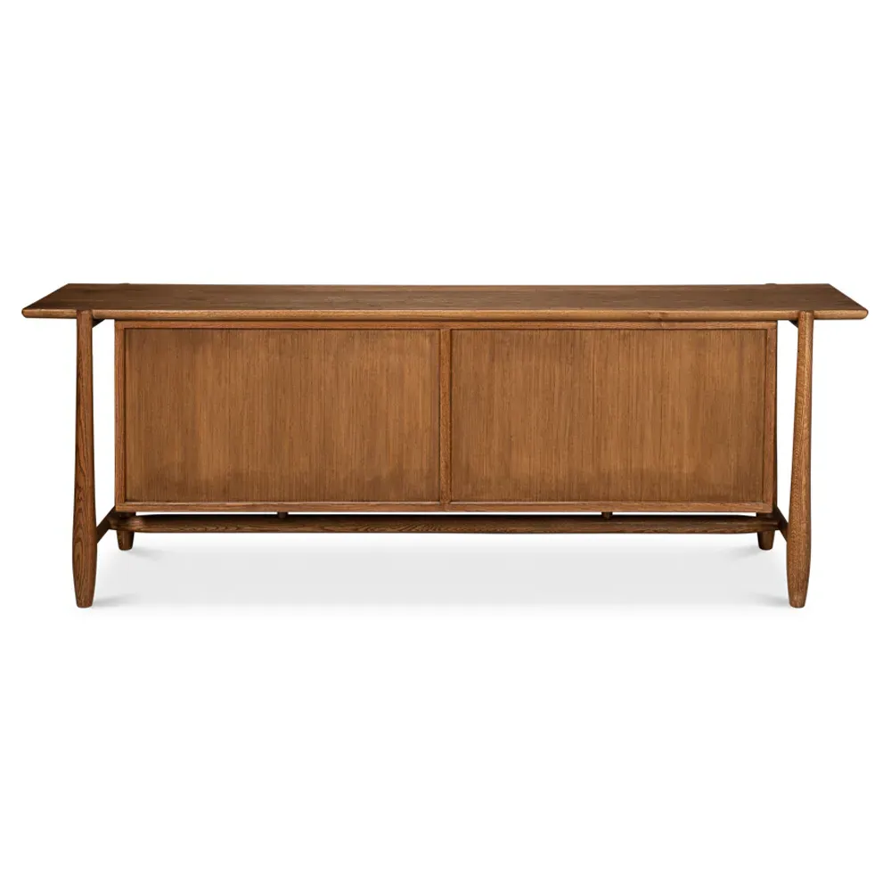 Nara Reclaimed Oak Wood Rattan Sideboard - Brown