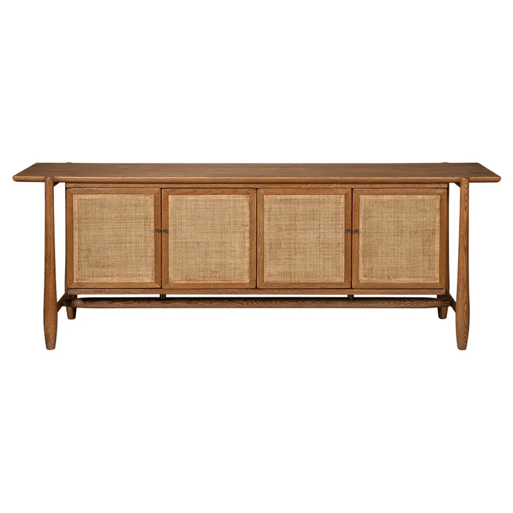 Nara Reclaimed Oak Wood Rattan Sideboard - Brown image
