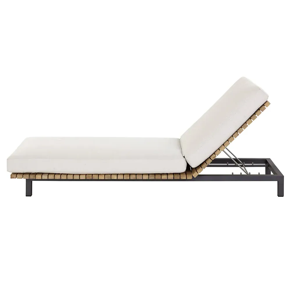 Narbeth Outdoor Chaise Lounge - Cream, Teak