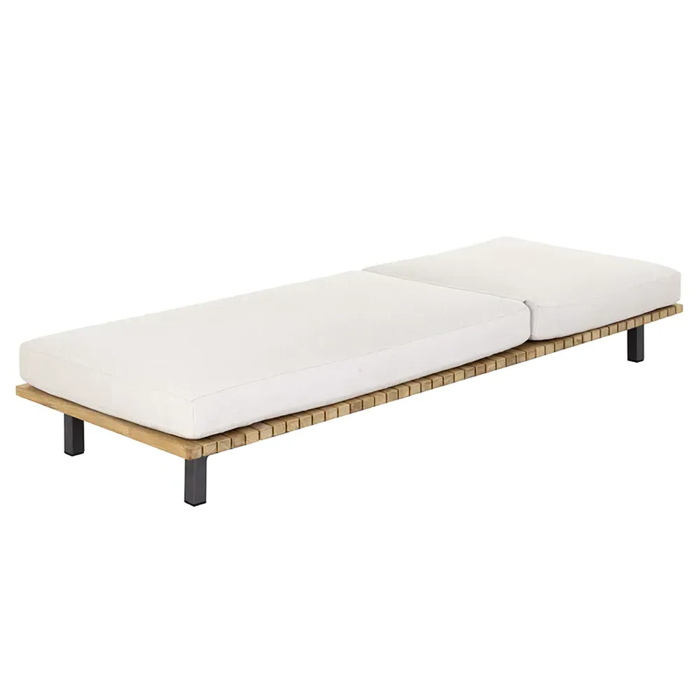 Narbeth Outdoor Chaise Lounge - Cream, Teak