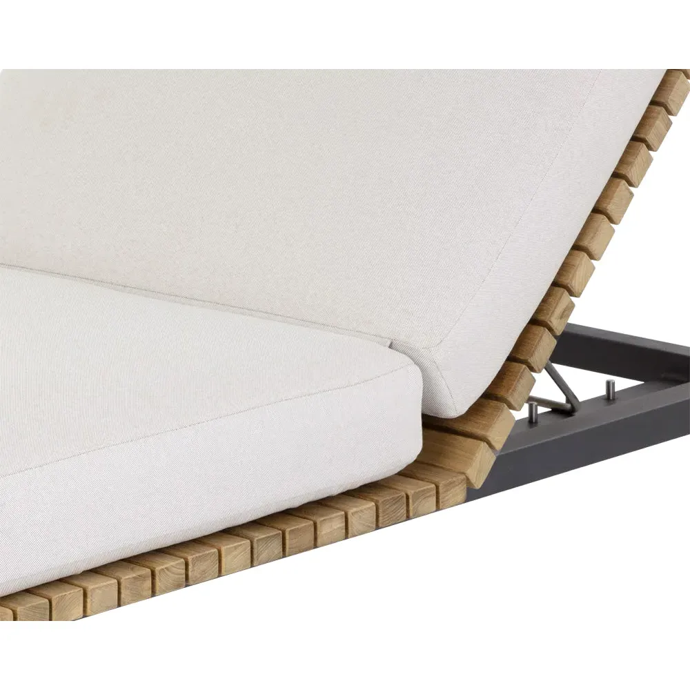 Narbeth Outdoor Chaise Lounge - Cream, Teak