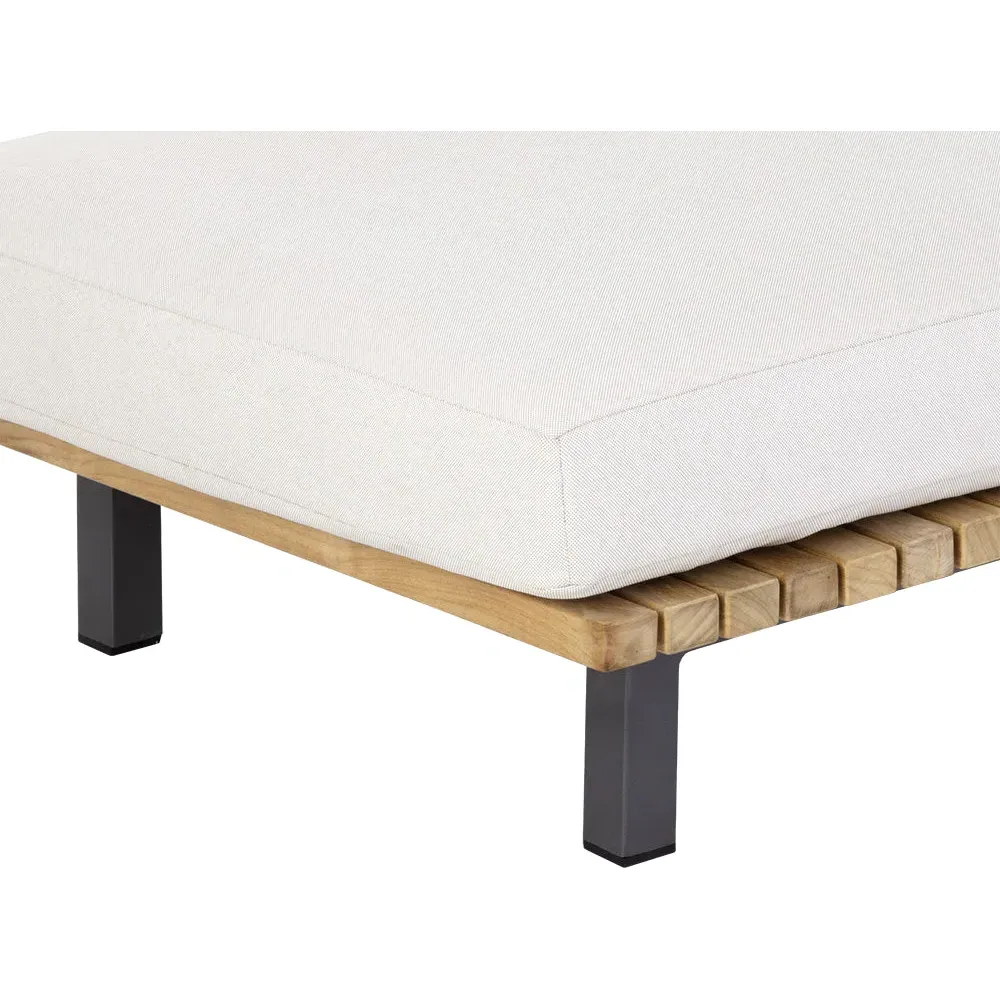 Narbeth Outdoor Chaise Lounge - Cream, Teak