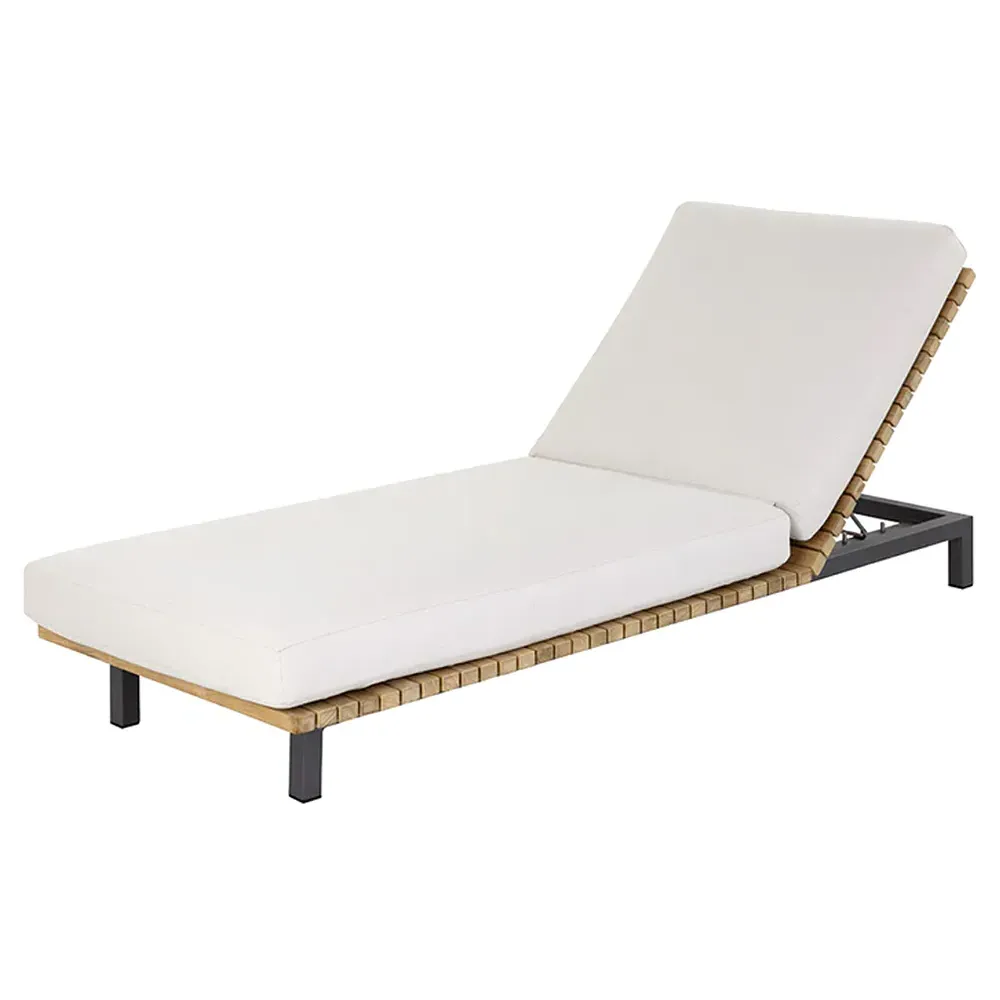 Narbeth Outdoor Chaise Lounge - Cream, Teak image