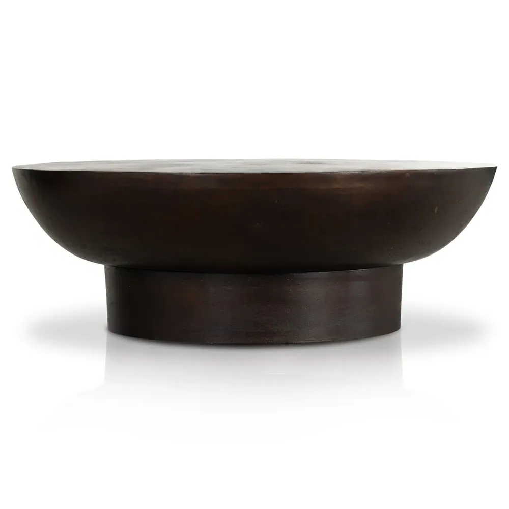 Narcissa Round Coffee Table - Brown, Aluminum
