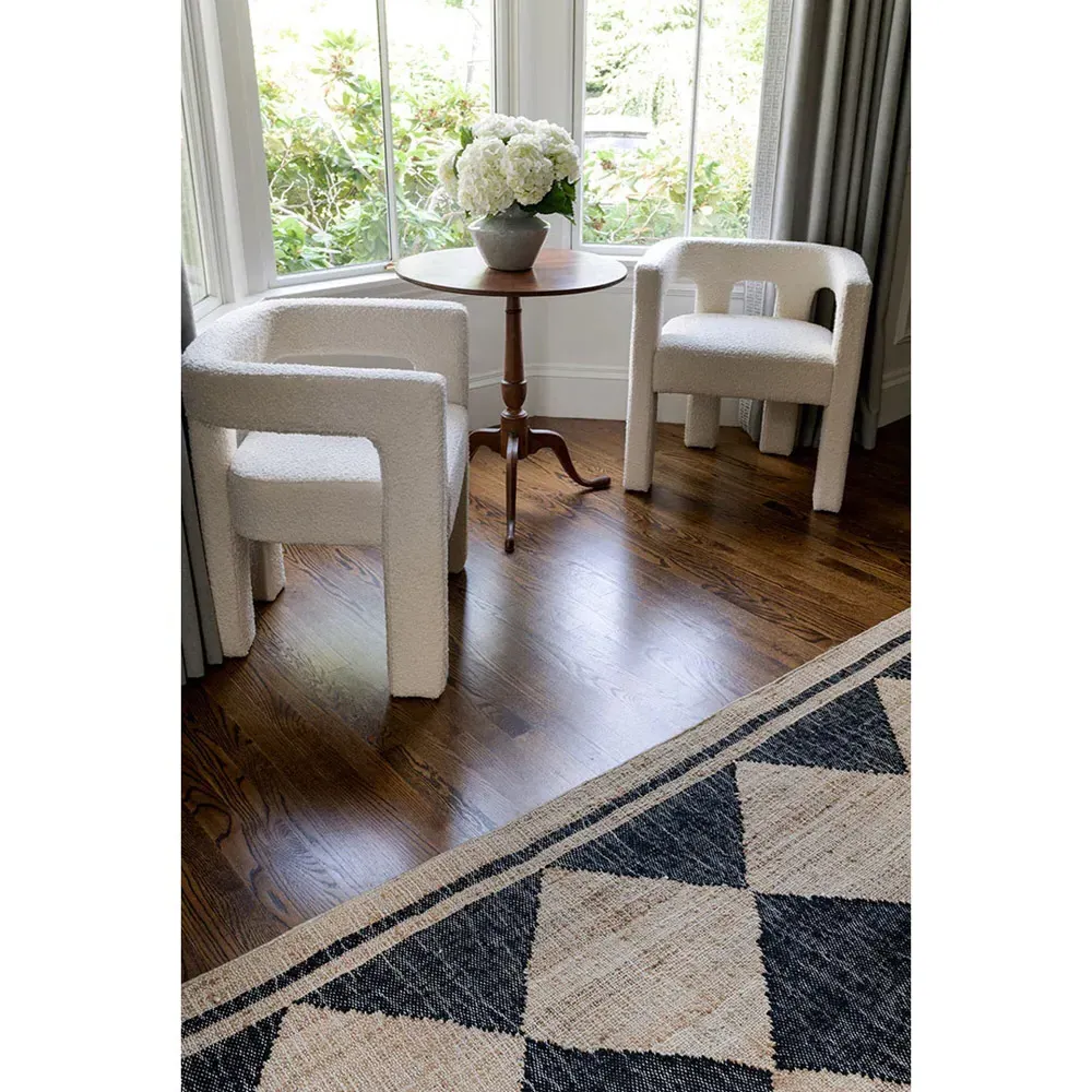 Nash Diamond Patterned Rug - Black, Jute