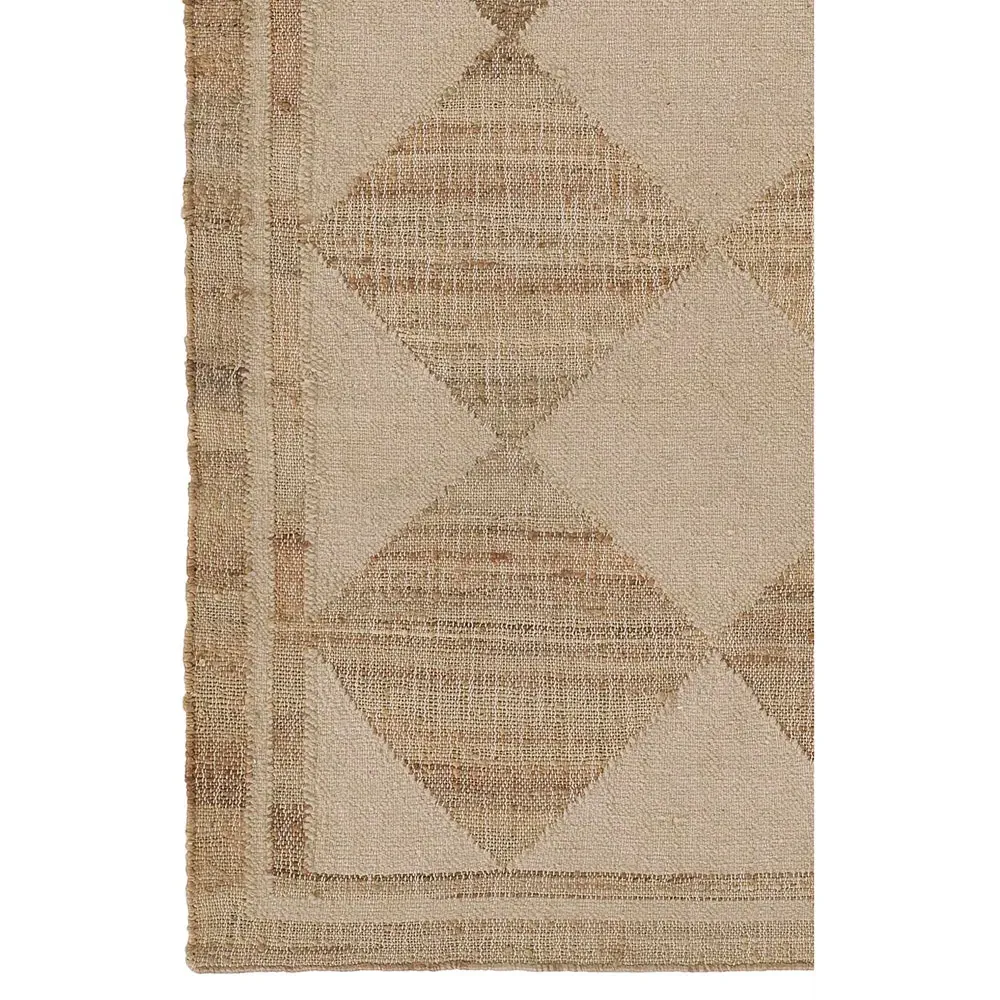 Nash Diamond Patterned Rug - Off White, Jute