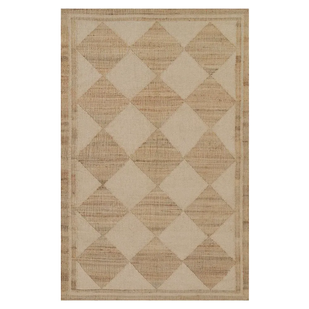 Nash Diamond Patterned Rug - Off White, Jute image