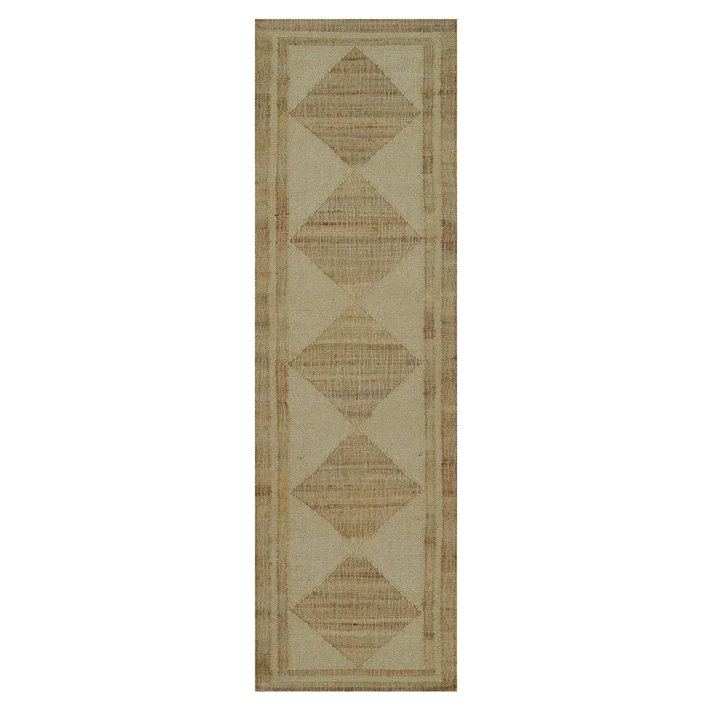 Nash Diamond Patterned Runner Rug - Off White, Jute image