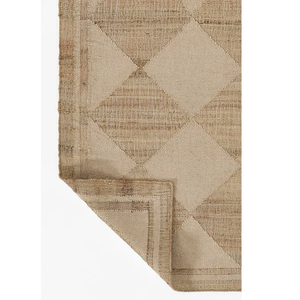 Nash Diamond Patterned Runner Rug - Off White, Jute