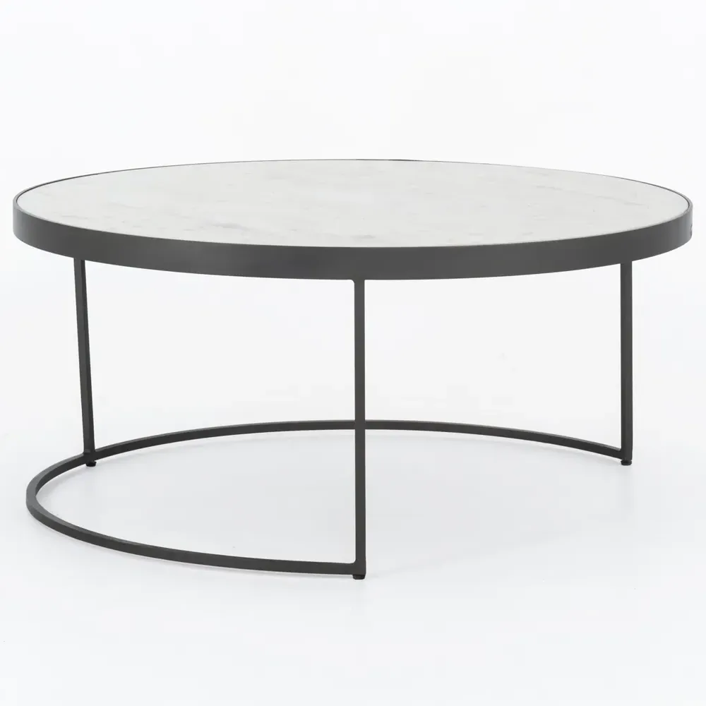 Nash Round Nesting Coffee Table - White, Marble