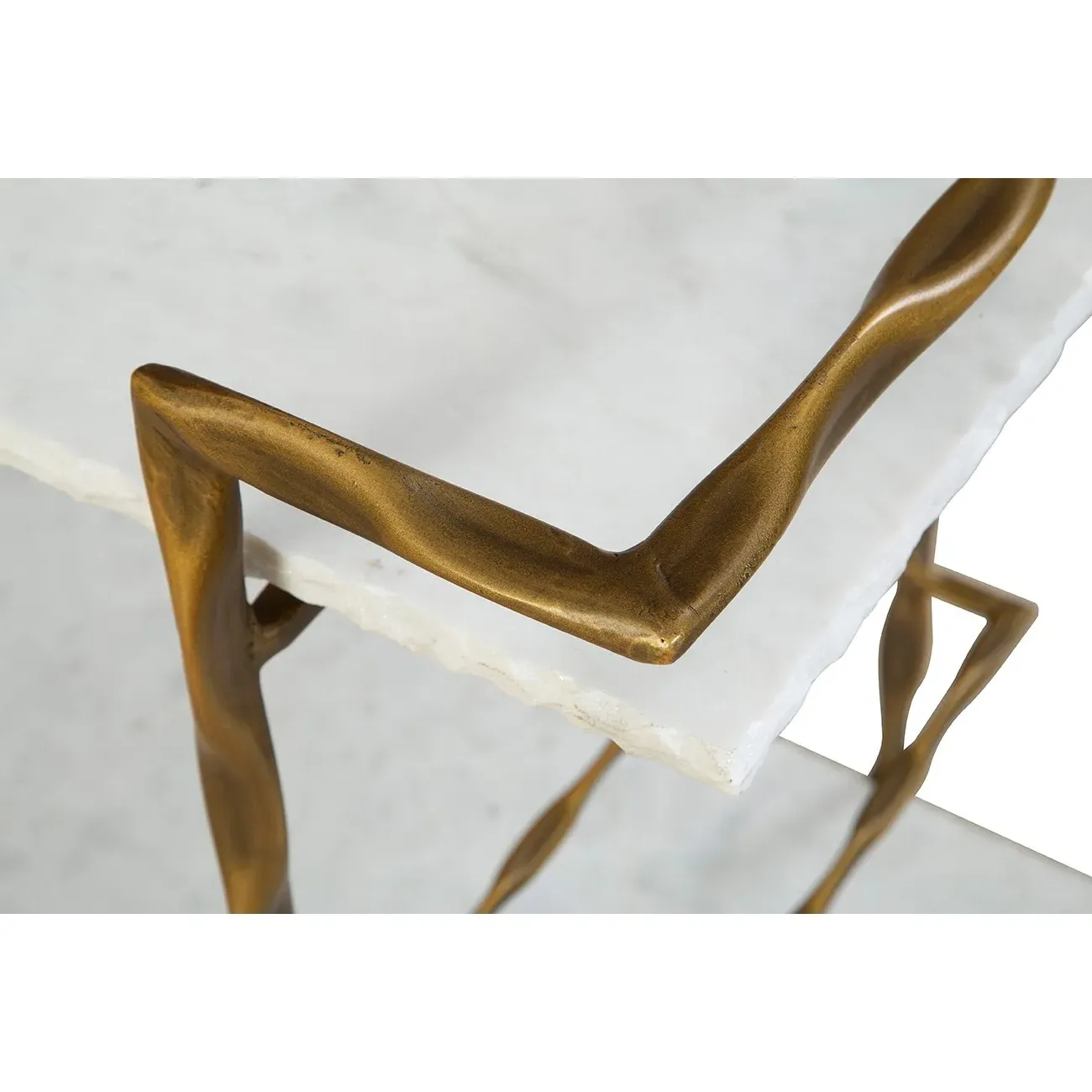 Natalia Bar Cart with Shelves - White, Marble