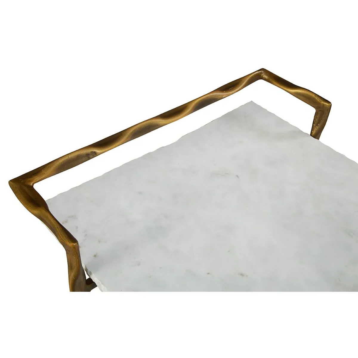 Natalia Bar Cart with Shelves - White, Marble