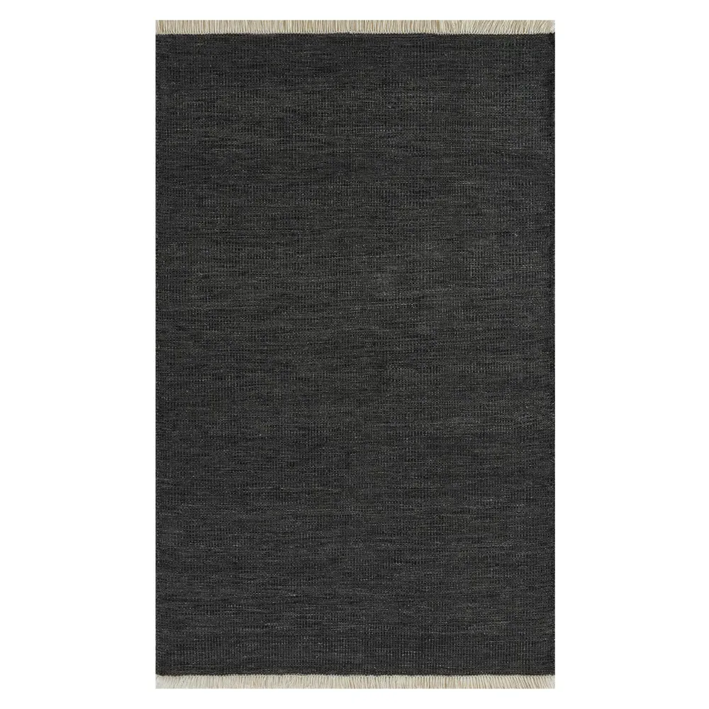 Natalia Striated Indoor Outdoor Rug - Black, PET Fiber image