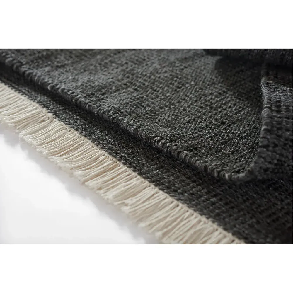 Natalia Striated Indoor Outdoor Runner Rug - Black, PET Fiber