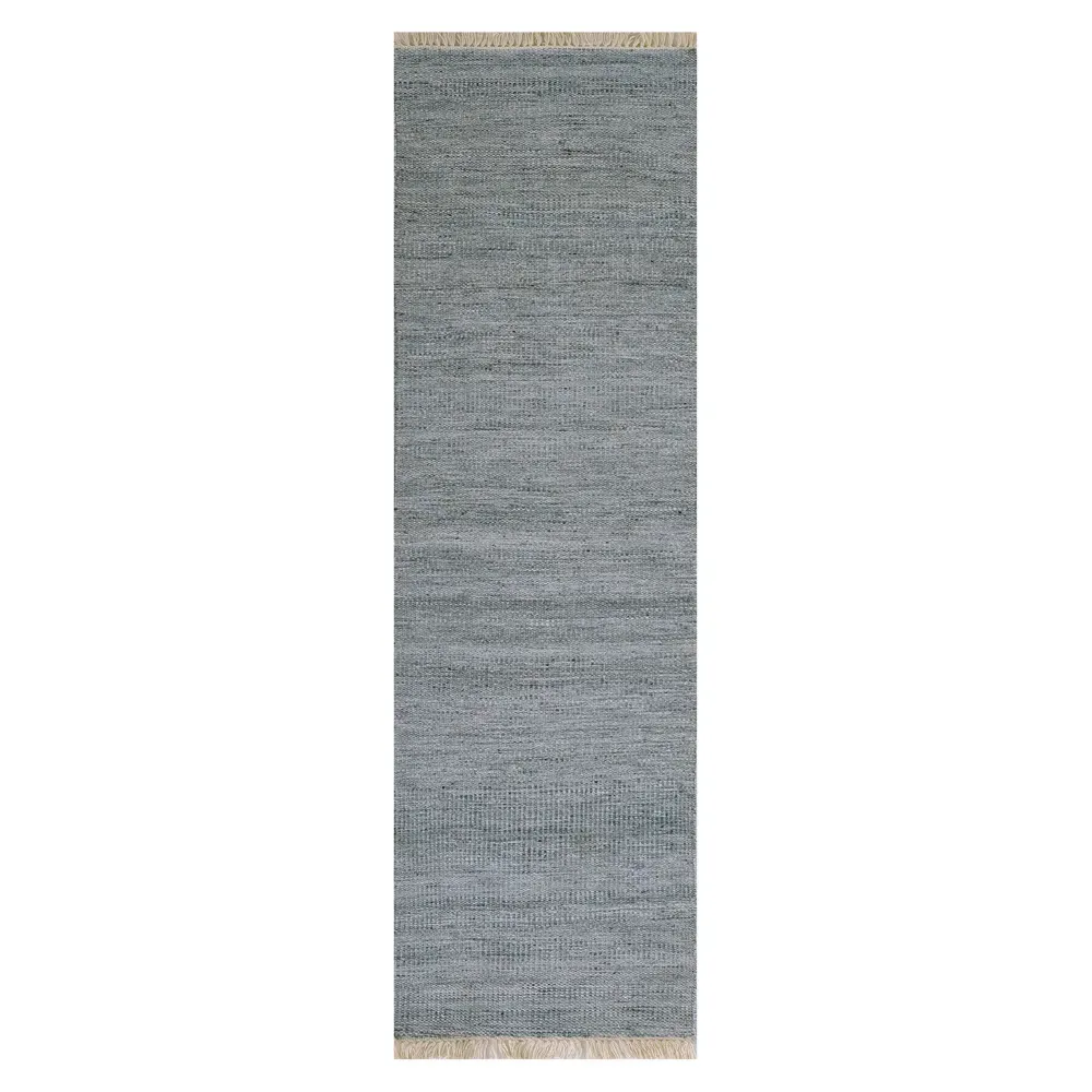 Natalia Striated Indoor Outdoor Runner Rug - Silver, PET Fiber