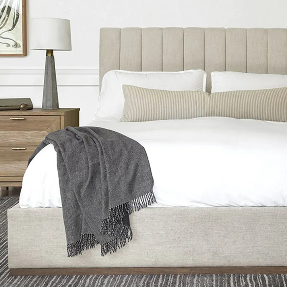 Natalie Cal King Platform Bed - Beige, Teak