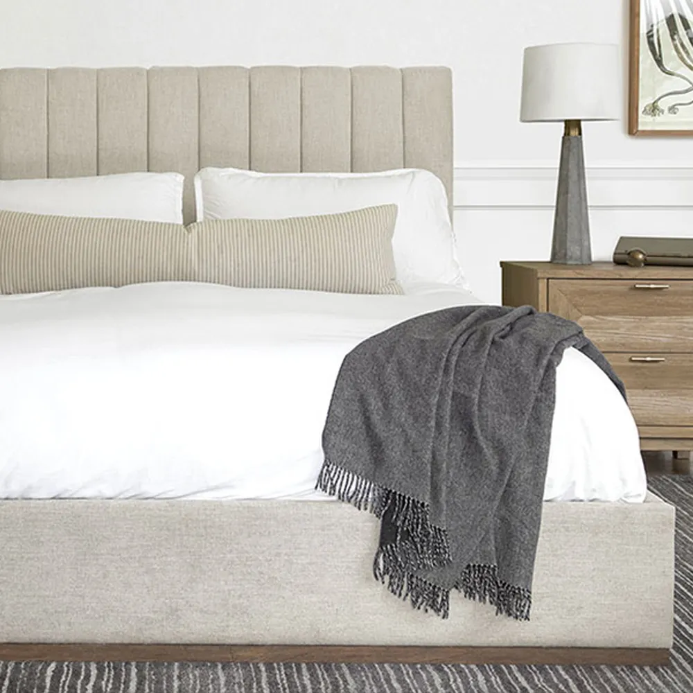 Natalie King Platform Bed - Beige, Teak