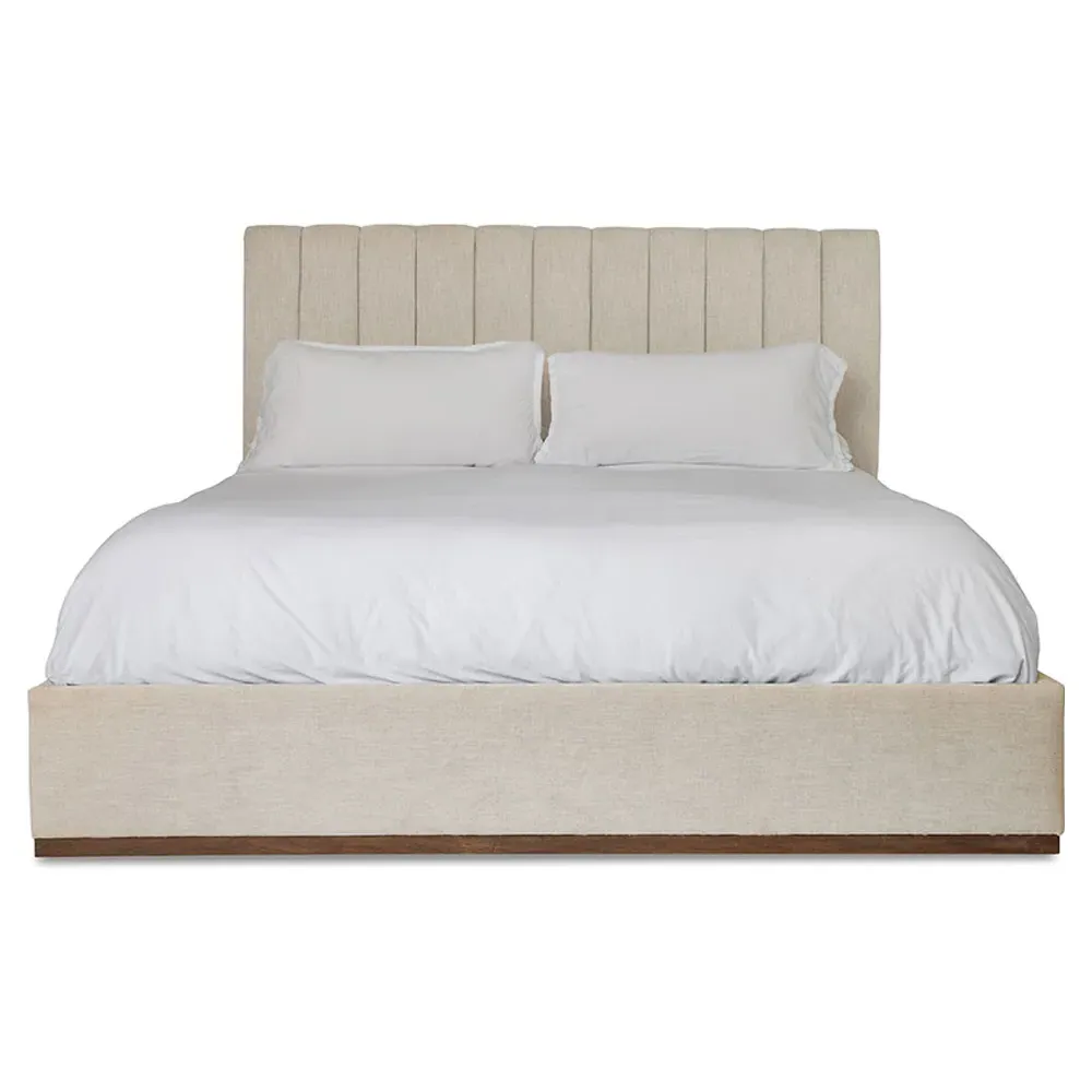 Natalie King Platform Bed - Beige, Teak