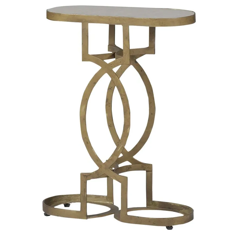 Natasha Art Deco Geometric Side Table - Antique Brass