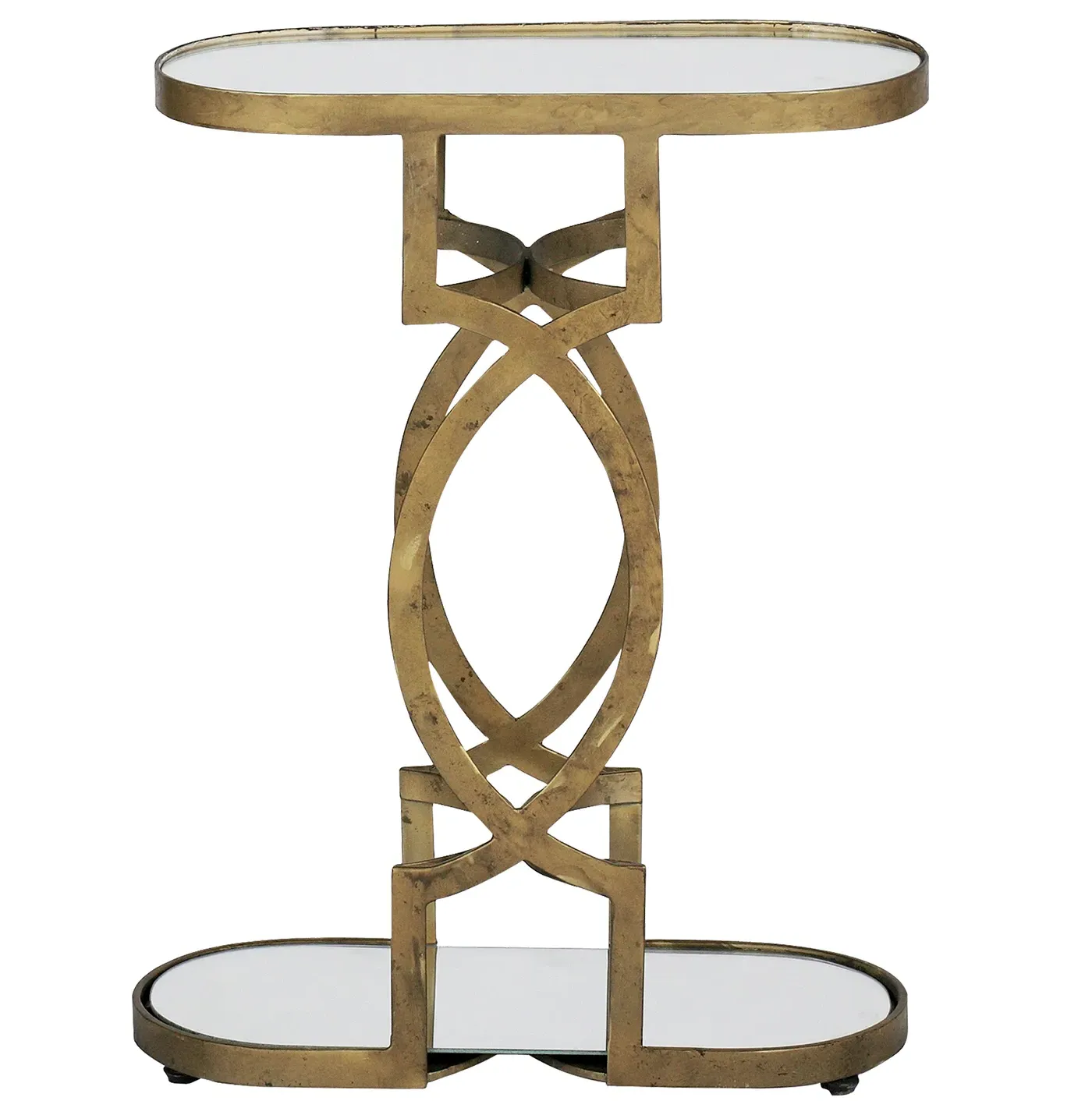 Natasha Art Deco Geometric Side Table - Antique Brass image