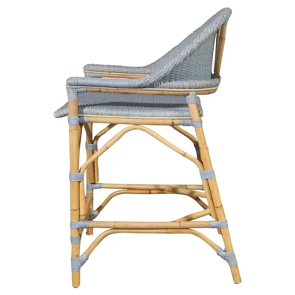 Natasha Woven Rattan Counter Stool - Blue