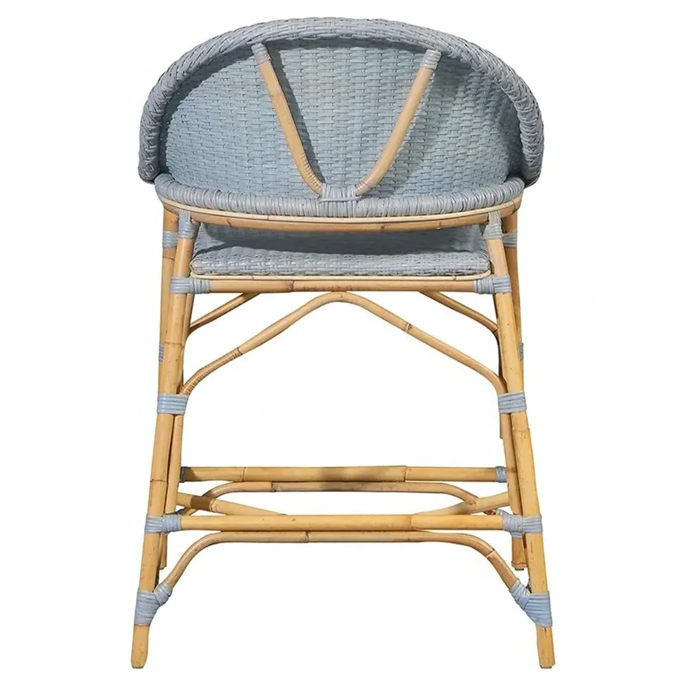 Natasha Woven Rattan Counter Stool - Blue
