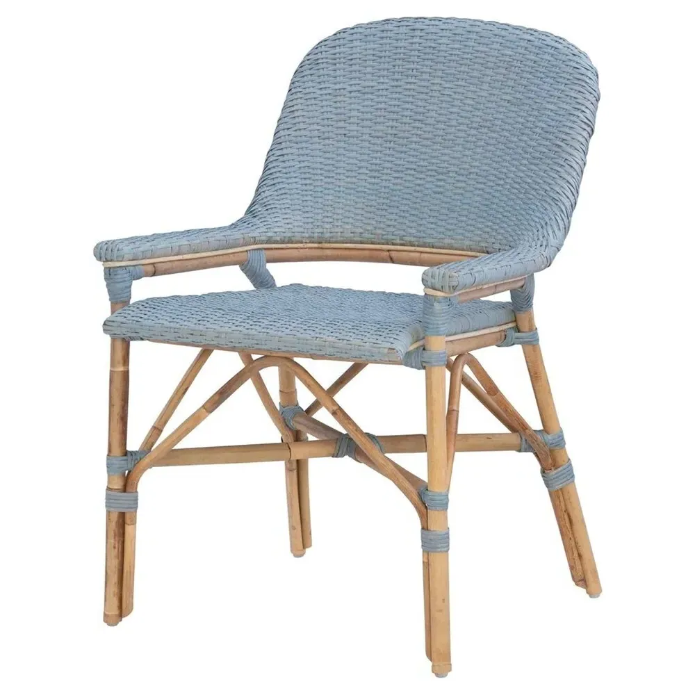 Natasha Woven Rattan Dining Arm Chair - Blue