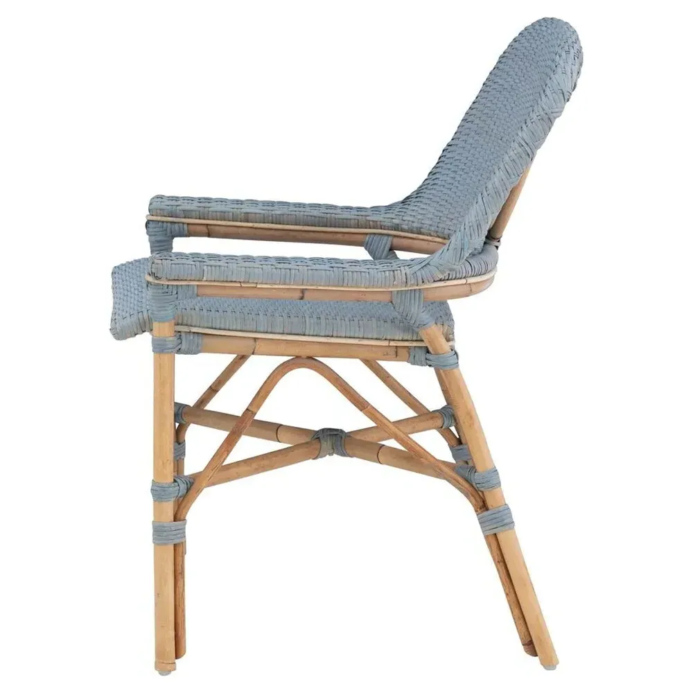 Natasha Woven Rattan Dining Arm Chair - Blue