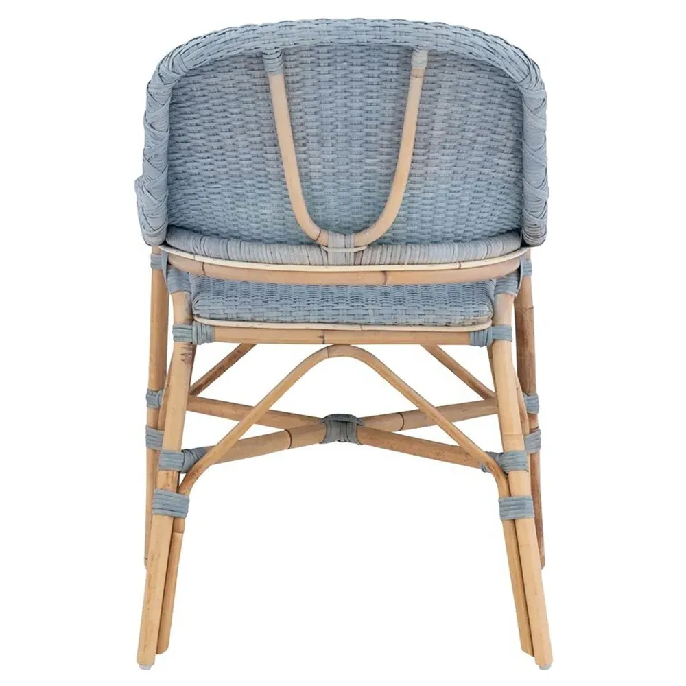 Natasha Woven Rattan Dining Arm Chair - Blue
