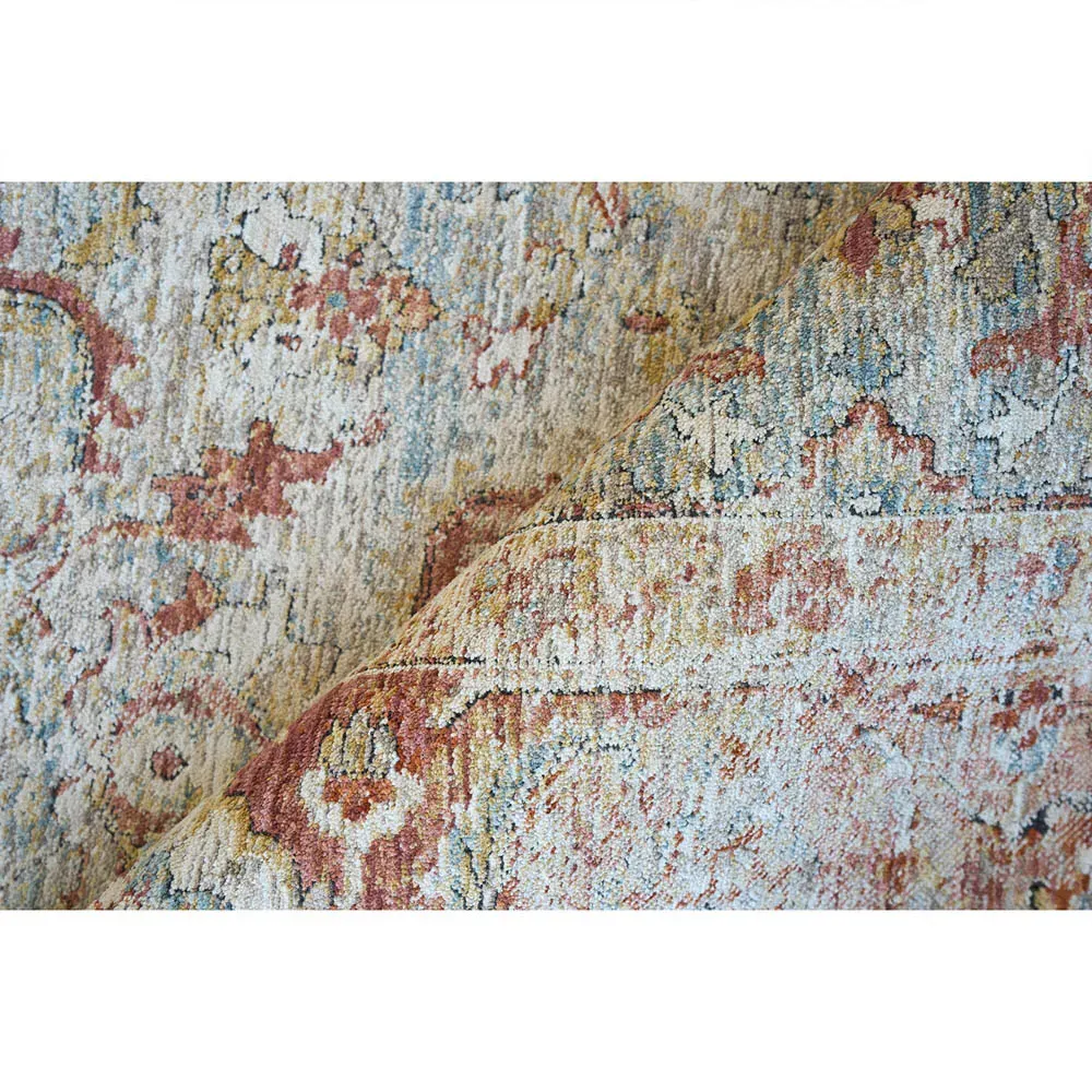 Nathan Antique Loom Floral Patterned Rug - Rust, Polyester