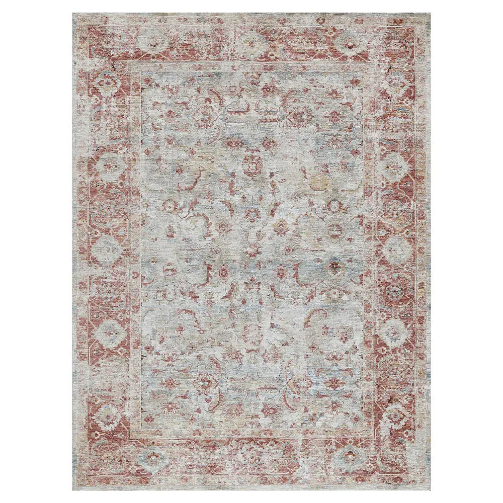 Nathan Antique Loom Floral Patterned Rug - Rust, Polyester