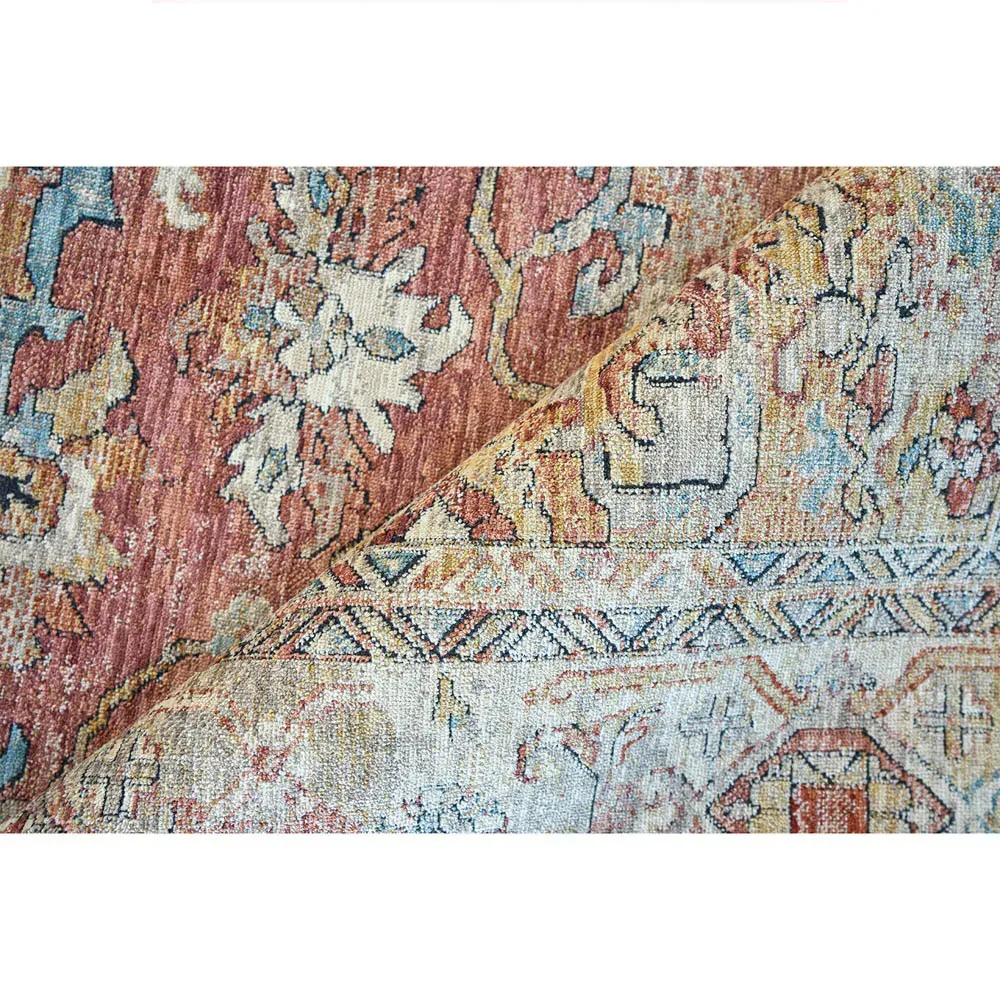 Nathan Antique Loom Oushak Patterned Rug - Rust, Polyester