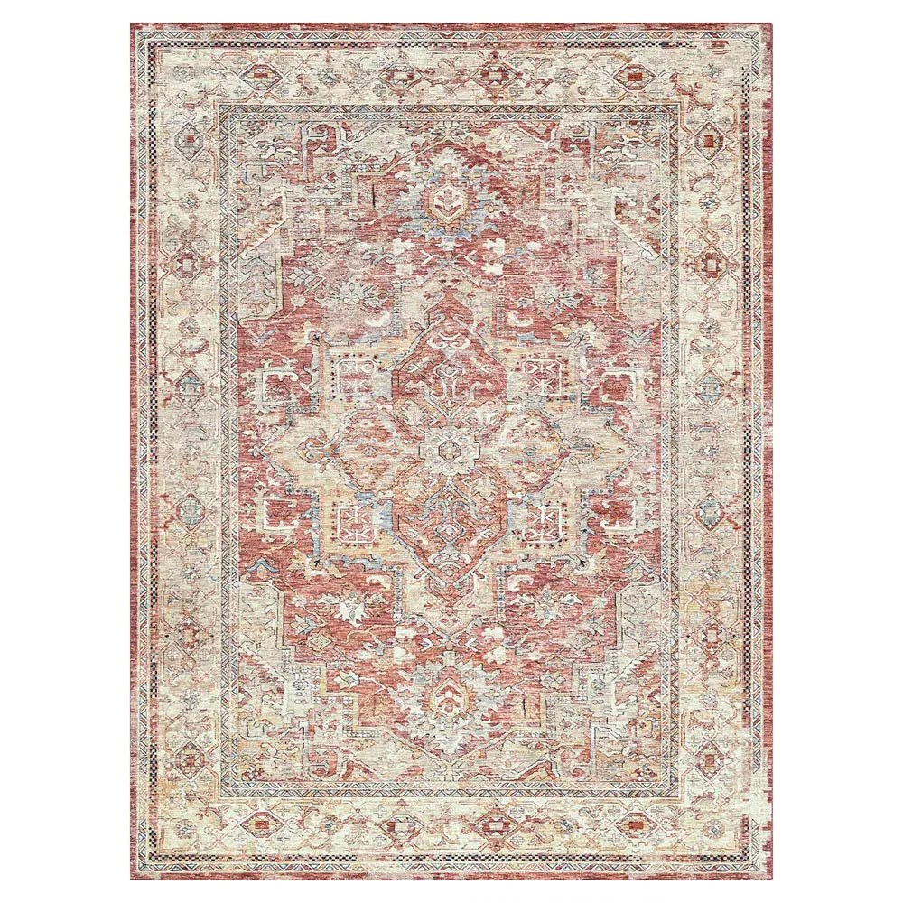Nathan Antique Loom Oushak Patterned Rug - Rust, Polyester