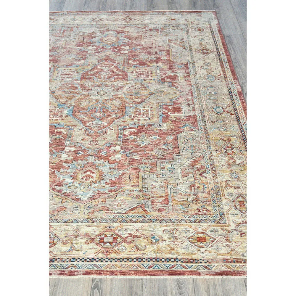 Nathan Antique Loom Oushak Patterned Rug Sample - Rust, Polyester