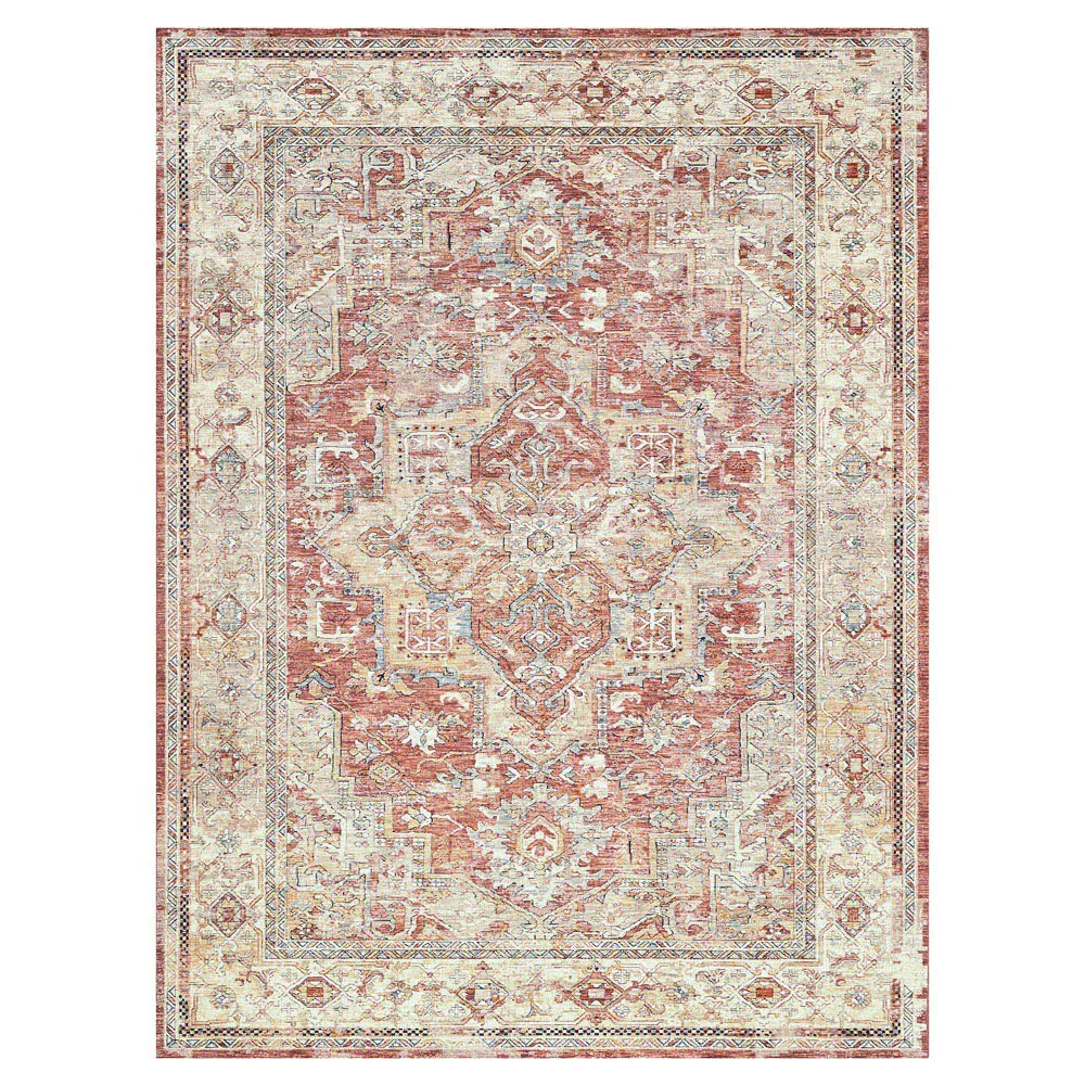 Nathan Antique Loom Oushak Patterned Rug Sample - Rust, Polyester image