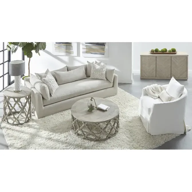 Nathan Slipcovered Sofa - Beige, Birch Wood