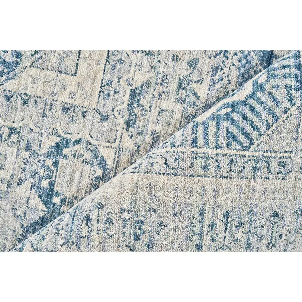 Nathan Vintage Loom Oushak Patterned Rug - Blue, Polyester